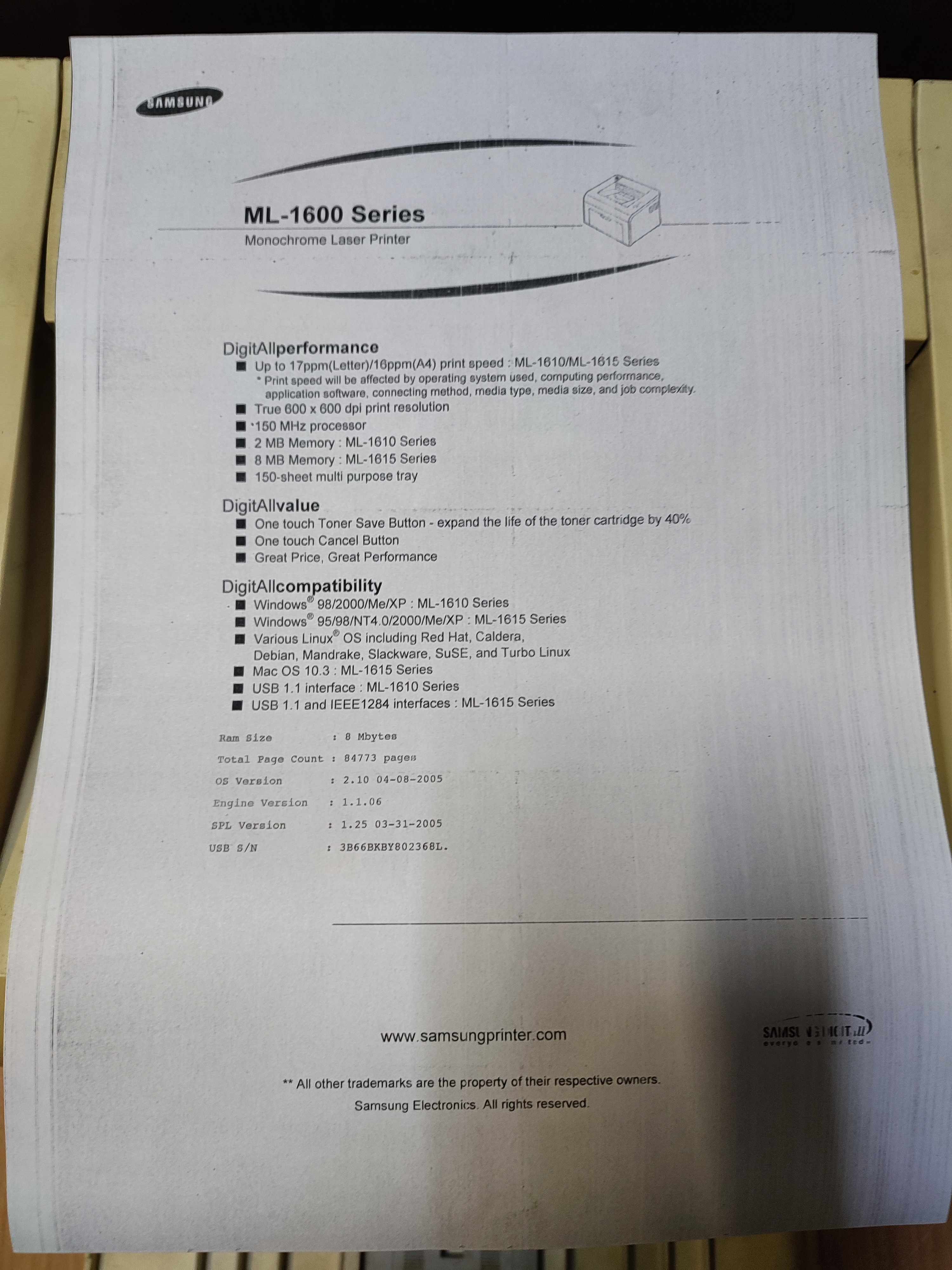 Принтер Samsung ML-1615 — миниатюра 2